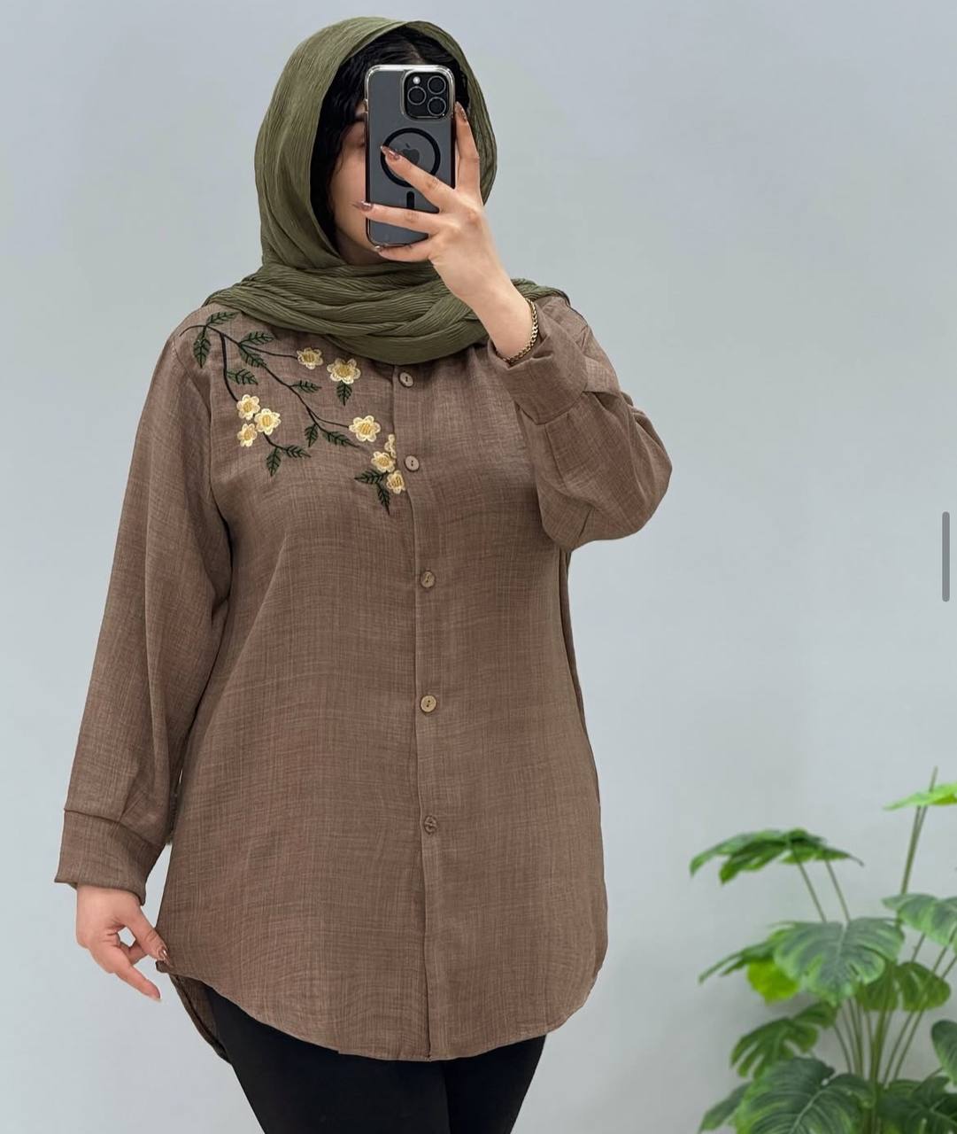 مانتو گلدوزی نخی تابستانی رنگ شکلاتی