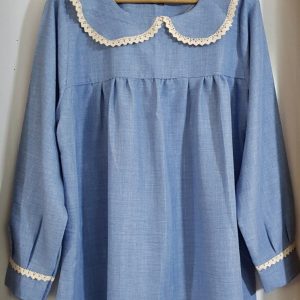 مانتو عروسکی یقه ب ب رنگ آبی