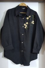 مانتو گلدوزی نخی تابستانی رنگ مشکی