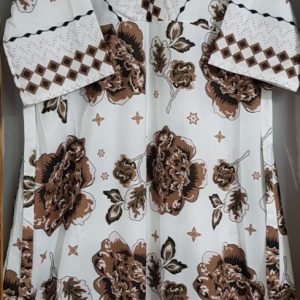 پیراهن ساحلی یقه هفت رنگ نسکافه ای