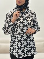 مانتو هندسی جنس نازلی رنگ سفید