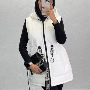 پافر چرم زنانه رنگ سفید