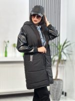 کاپشن آستین چرم نیکا -زنانه رنگ مشکی