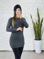 گپ بافت یقه گرد زنانه رنگ ذغالی