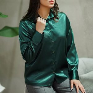 شومیز ساتن یلدایی رنگ سبز