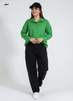 شومیز زنانه مداد رنگی رنگ سبز