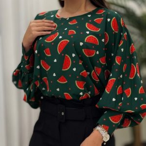 شومیز یلدایی هندوانه رنگ سبز