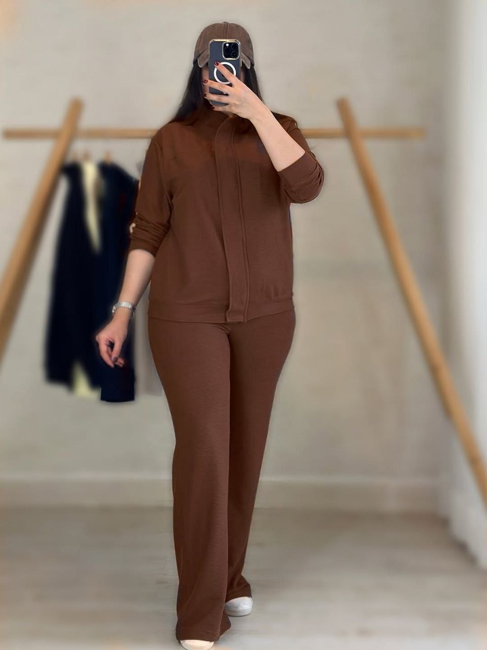 ست کت و شلوار زنانه آدرینا رنگ قهوه ای