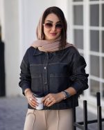 کراپ‌کت ساغر - جنس جین رنگ ذغالی