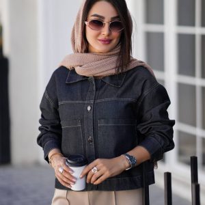 کراپ‌کت ساغر - جنس جین رنگ ذغالی