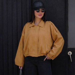 بامبر زنانه زارا- جنس سوییت پشت غواصی رنگ عسلی