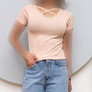 تیشرت زنانه یقه ضربدری دلبری