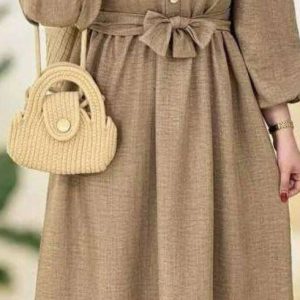 پیراهن مانتویی دنیا رنگ نسکافه ای
