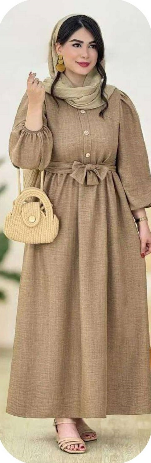 پیراهن مانتویی دنیا رنگ نسکافه ای