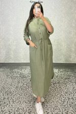 پیراهن بلند زنانه شیرین رنگ سبز