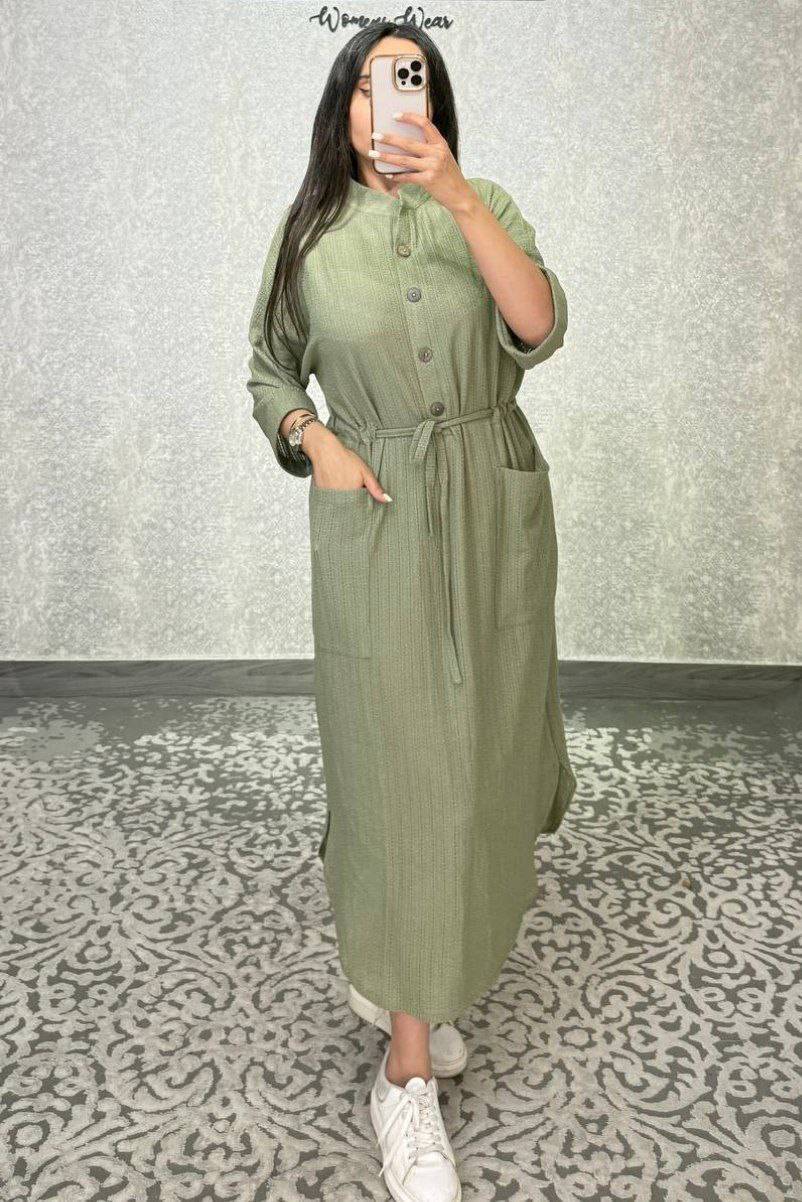 پیراهن بلند زنانه شیرین رنگ سبز