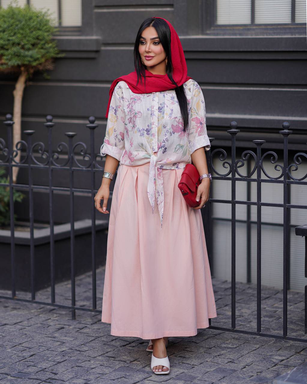 شومیز گره ای بهار رنگ گل