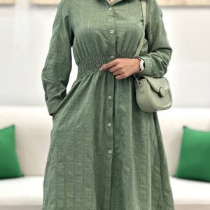پیراهن مانتویی سونیتا رنگ سبز