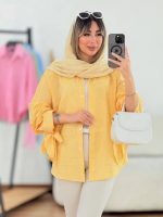 مانتو آستین گره ای نهال رنگ زرد