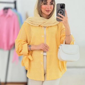 مانتو آستین گره ای نهال رنگ زرد