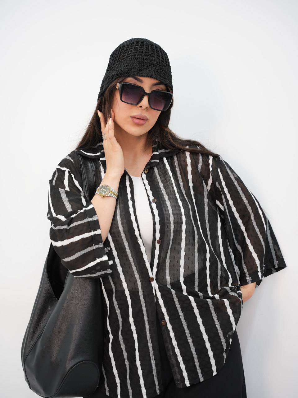 شومیز طهورا جنس حریر مراکشی رنگ مشکی