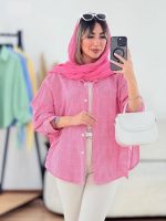مانتو آستین گره ای نهال رنگ صورتی