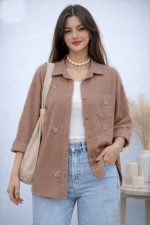 مانتو کیوت خرسی رنگ نسکافه ای