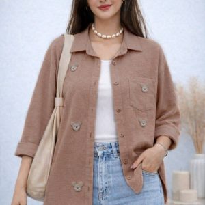 مانتو کیوت خرسی رنگ نسکافه ای