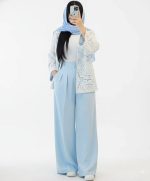 کت شلوار زنانه مروارید پلاس رنگ آبی 3