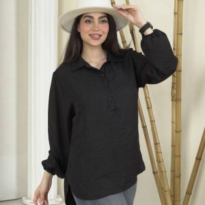 تونیک مانتویی پشت بلند رنگ مشکی