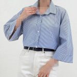 شومیز مانتویی راه راه جنس لینن رنگ ژورنال
