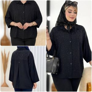 شومیز نگین دار رنگ مشکی