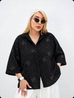شومیز نگین دار جنس پری شیشه ای رنگ ژورنال