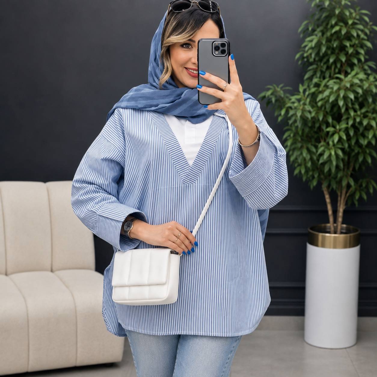 تونیک مانتویی نیکیتا رنگ آبی