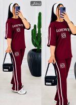 ست تیشرت شلوار دخترانه loewe رنگ زرشکی