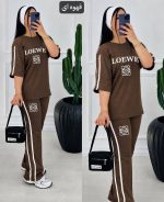ست تیشرت شلوار دخترانه loewe رنگ قهوه ای