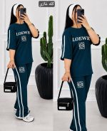 ست تیشرت شلوار دخترانه loewe رنگ کله غازی