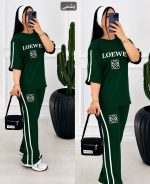 ست تیشرت شلوار دخترانه loewe رنگ یشمی