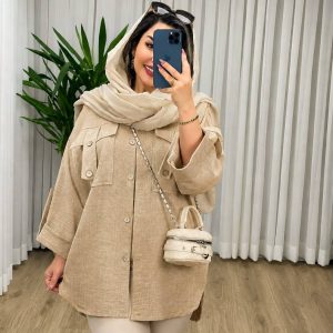 مانتو جیب صلیب هایده رنگ کرم
