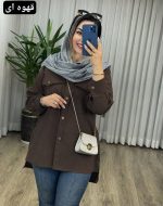 مانتو کتان کوثر رنگ قهوه ای