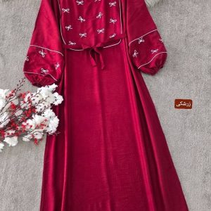 کفتان گلدوزی پاپیونی رنگ زرشکی