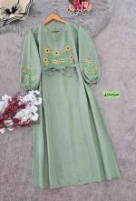 کفتان گلدوزی اروشا رنگ سبز سدری