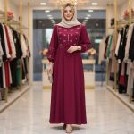 کفتان گلدوزی پاپیونی رنگ زرشکی