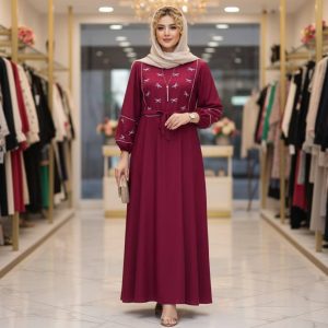 کفتان گلدوزی پاپیونی رنگ زرشکی