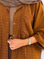 جنس مانتو ژاکارد شیشه ای رنگ شتری