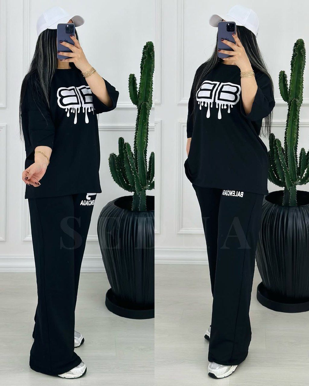 ست تونیک شلوار رنگ مشکی BB