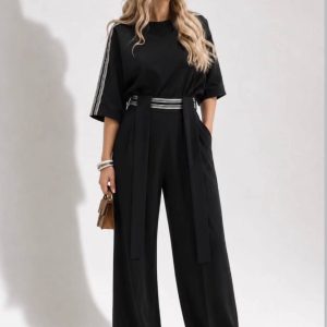 ست تیشرت شلوار زنانه حورا رنگ مشکی