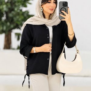 مانتو کمر گت بهارک رنگ مشکی