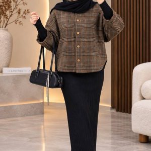 مانتو پانچ نیلی رنگ قهو ه ای