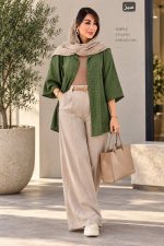مانتو ژاکارد شیشه ای رنگ سبز